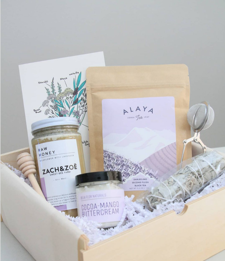 Photo of a gift box featuring BIPOC owned brands