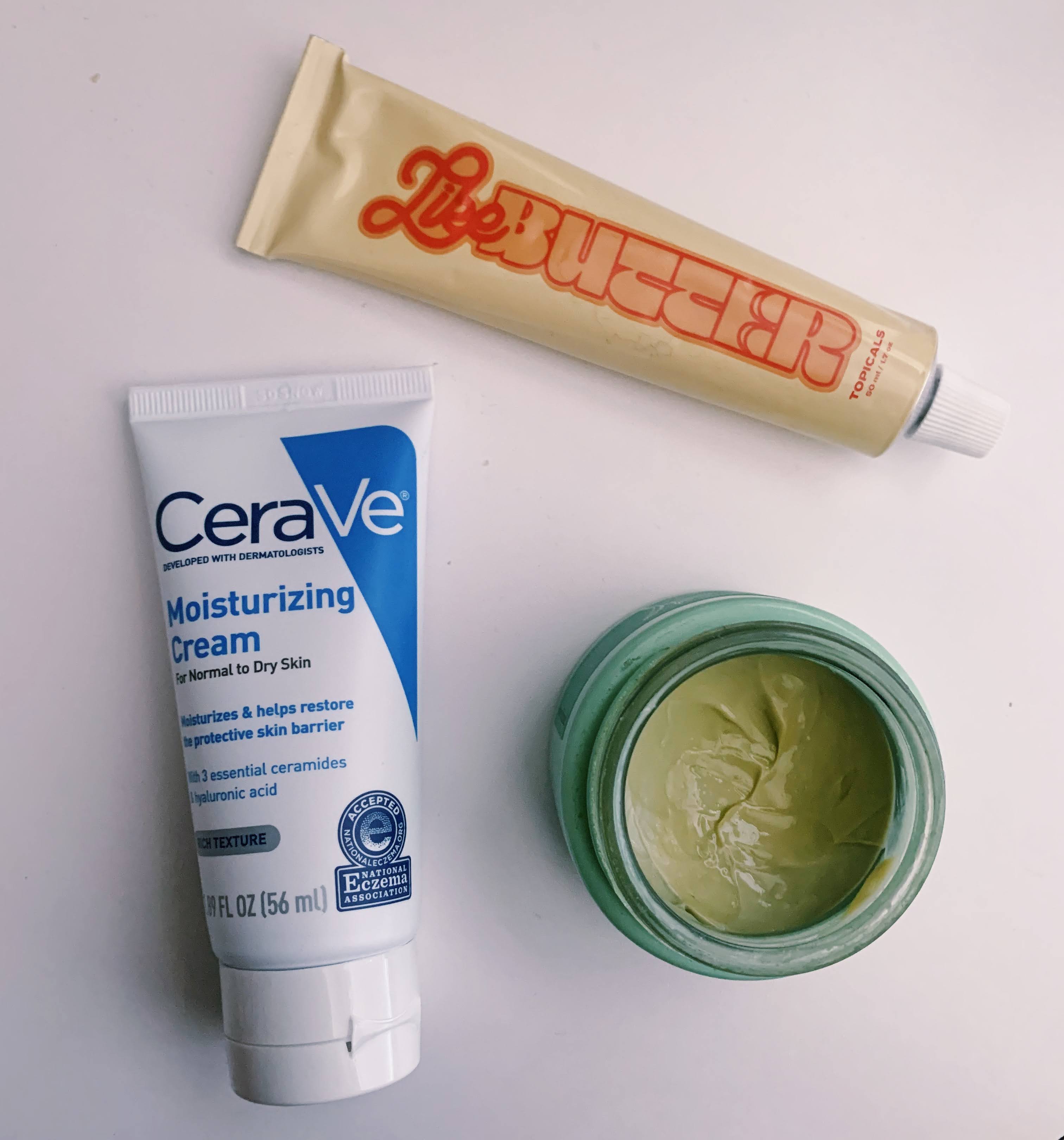Photo of the CeraVe Moisturizing Cream, Topicals Like Butter, and Cocokind Matcha Moisturizer