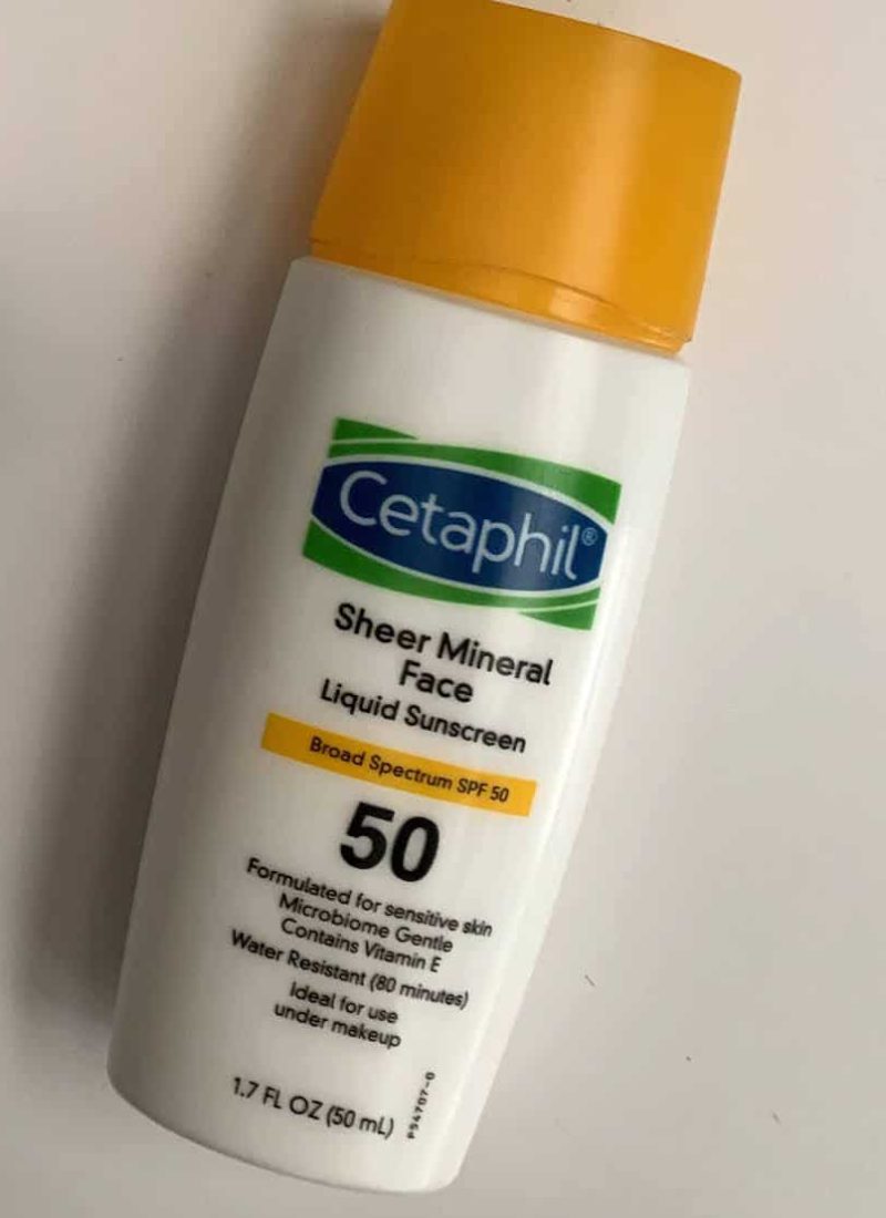 Photo of the Cetaphil Sheer Mineral Face SPF 50, mineral sunscreen at the drugstore