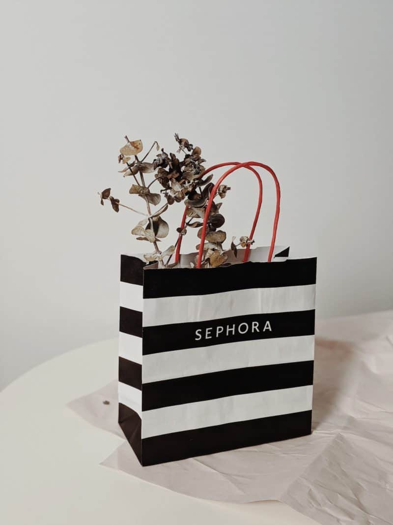 Photo of a Sephora bag with flowers from the Sephora Sale 2021