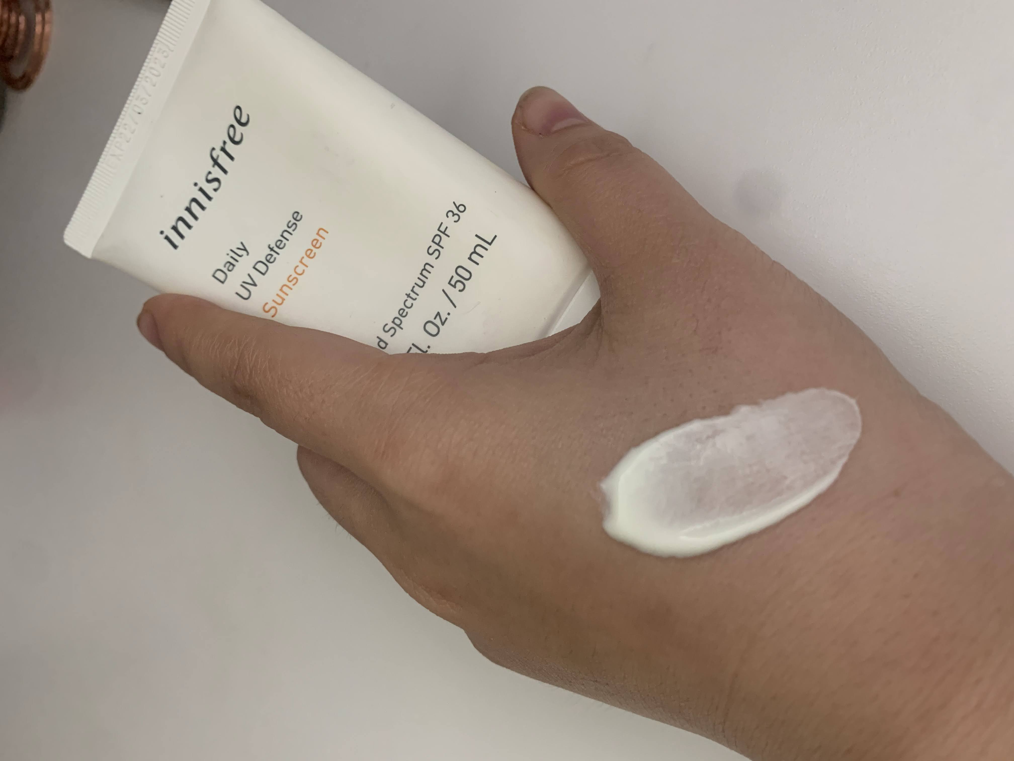 Innisfree Sunscreen Swatched on hand